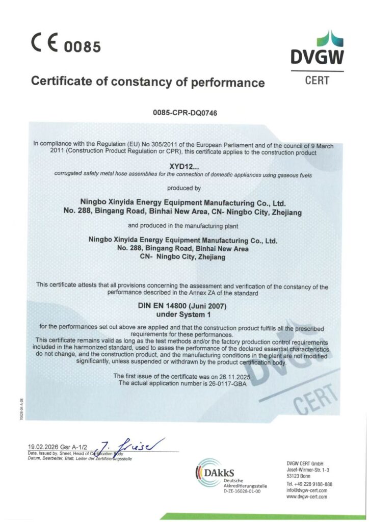 Factory ce-certificate-gas-hose-xinyida