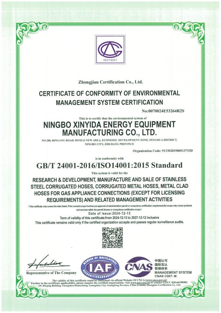 Factory iso-14001-certificate-xinyida