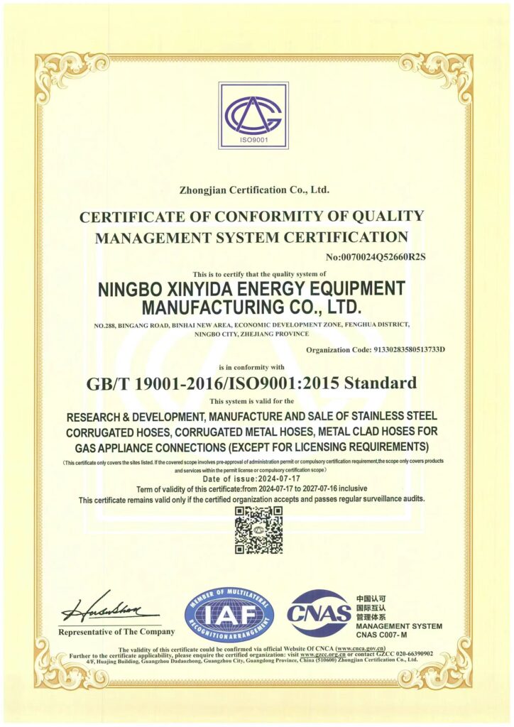 Factory iso-9001-certificate-xinyida